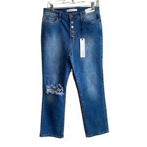 Vibrant M.I.U. Button Fly Straight Leg Jeans Blue 28